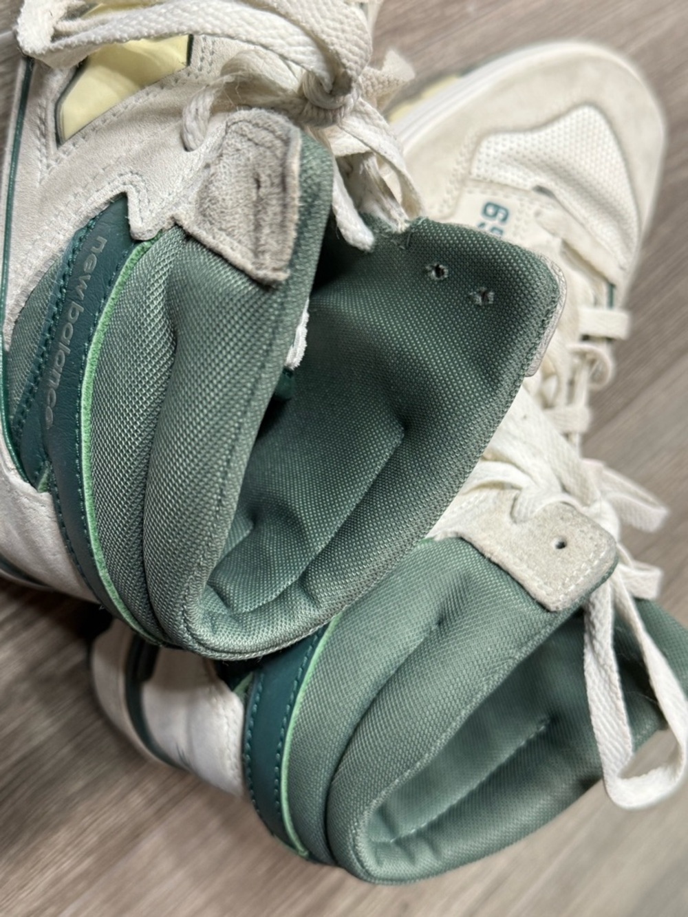 New Balance 650 High Top Size 10 White Green Suede Retro Dad Shoe Basketball NB - Picture 13 of 16